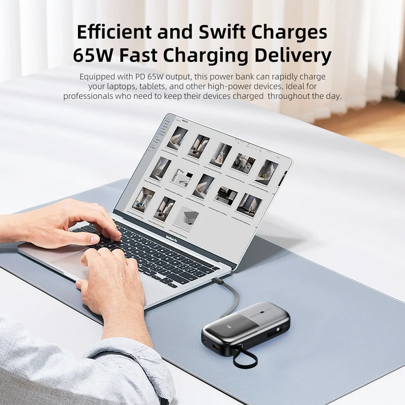 Vyvylabs Power Lite Digital Display Power Bank 20000mAh 65W with C+L Fast Charging Cable (Tarnish) (VBQ08-TN)