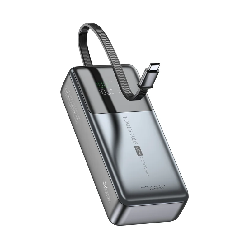 Vyvylabs Power Cube Pro Digital Display Power Bank 20000mAh 100W with Type-C Fast Charging Cable (Tarnish) (VBQ10-TN)