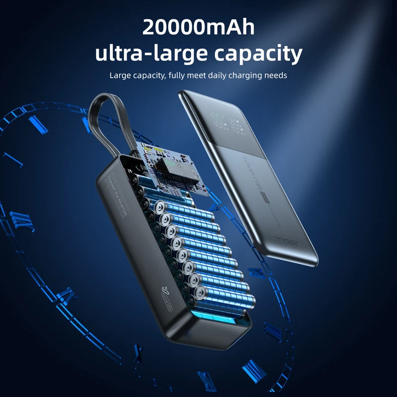 Vyvylabs Power Cube Pro Digital Display Power Bank 20000mAh 100W with Type-C Fast Charging Cable (Tarnish) (VBQ10-TN)