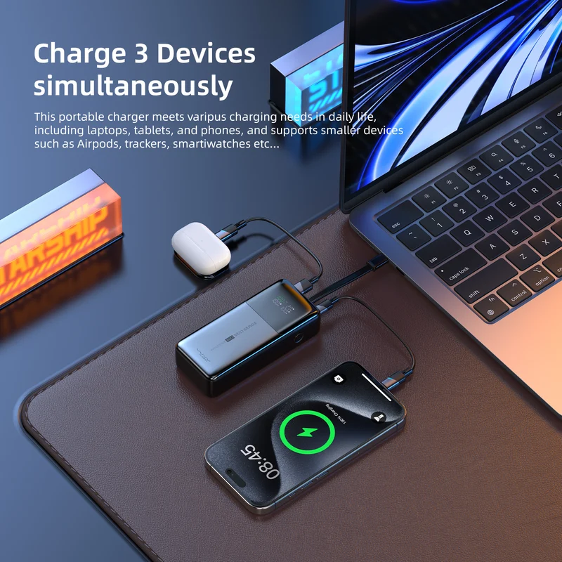 Vyvylabs Power Cube Pro Digital Display Power Bank 20000mAh 100W with Type-C Fast Charging Cable (Tarnish) (VBQ10-TN)