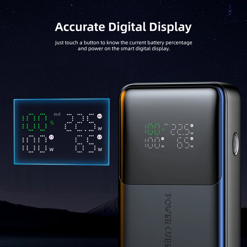 Vyvylabs Power Cube Pro Digital Display Power Bank 20000mAh 100W with Type-C Fast Charging Cable (Tarnish) (VBQ10-TN)