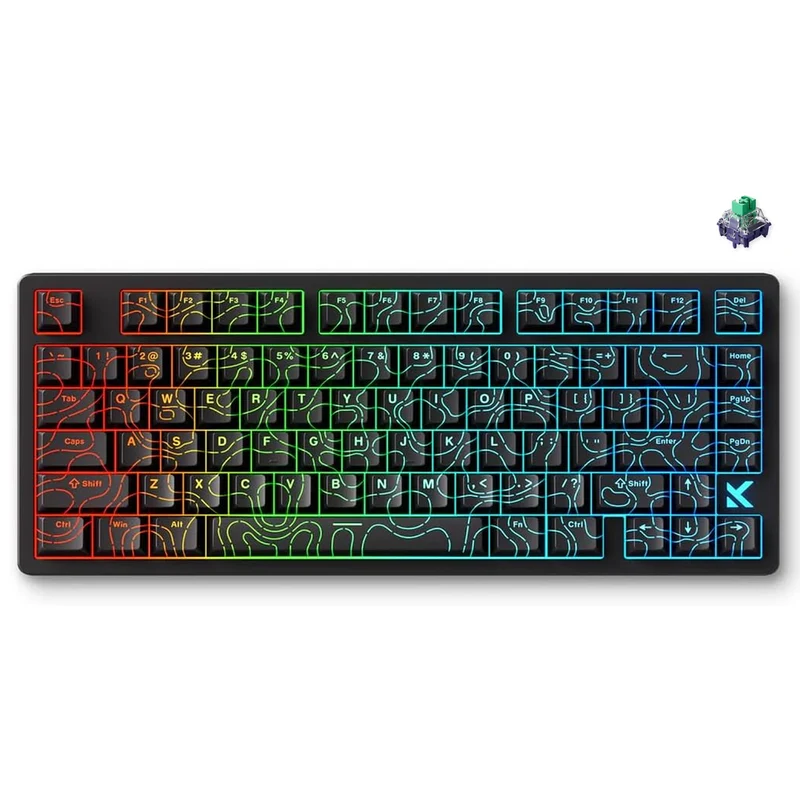 MCHOSE Jet 75 RGB Wired Hot-Swappable Mechanical Keyboard (Black Topographic) (Kailh Magnetic God Switch)