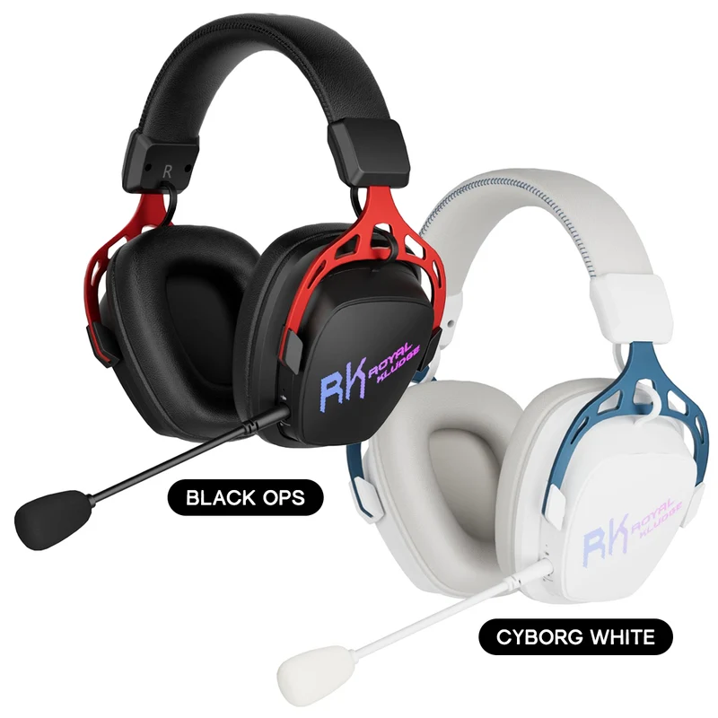 Royal Kludge RK HG103 RGB Tri-Mode Gaming Headphone (Black Ops, Cyborg White)