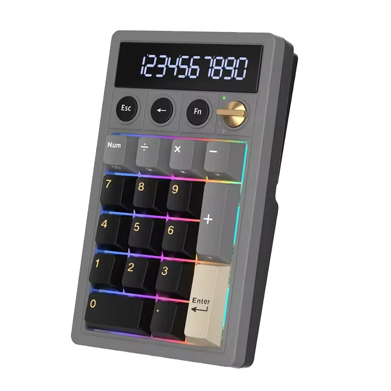 Royal Kludge M20 Tri-Mode RGB 2-in-1 Numeric KeyPad & Calculator Phantom (Cream Switch, Violet Switch)