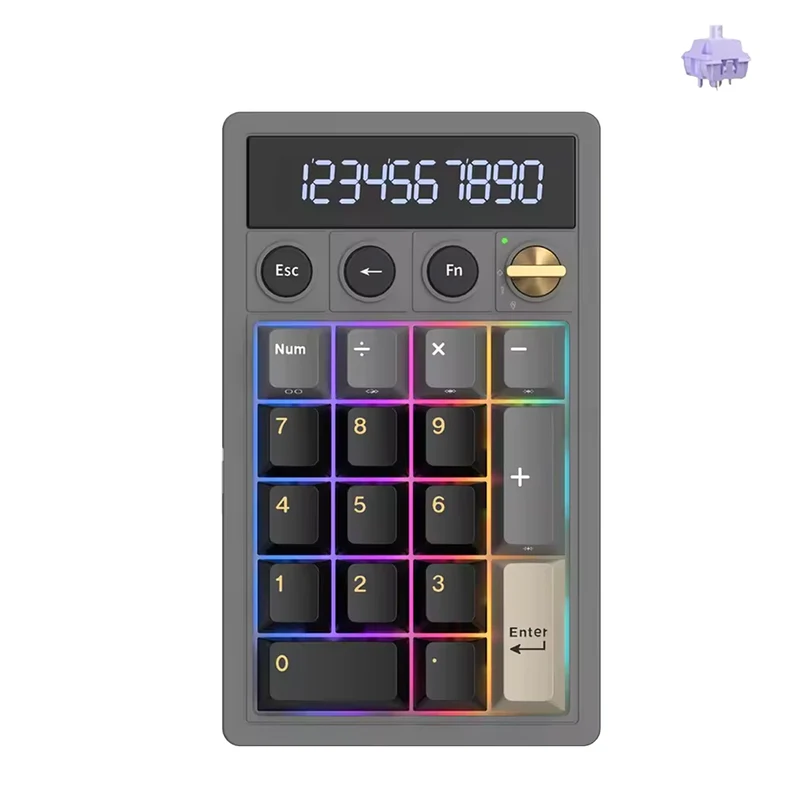 Royal Kludge M20 Tri-Mode RGB 2-in-1 Numeric KeyPad & Calculator Phantom (Cream Switch, Violet Switch)