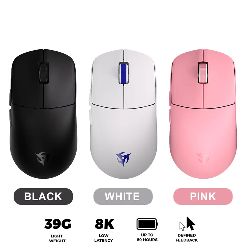 Ninjutso Sora V2 8K Wireless Gaming Mouse (Black, White, Pink)