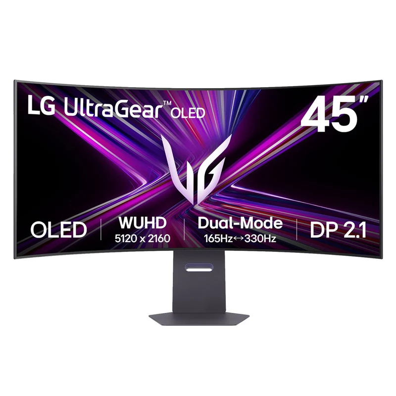 LG UltraGear OLED 45GX950A-B 45" 5K2K (5120x2160) Dual Mode (WUHD 165Hz or WFHD 330Hz) 0.03ms GTG G-sync Compatible DisplayPort 2.1 Gaming Monitor with Height, Tilt, and Swivel Adjustment