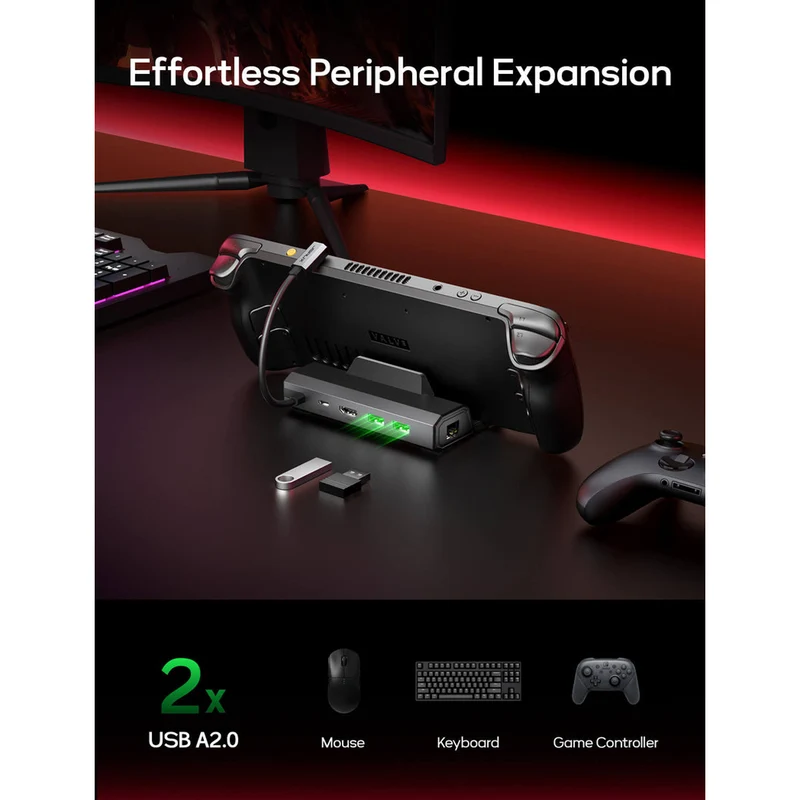 JSAUX USB-C 5-in-1 Docking Station for Steam Deck/ Steam Deck OLED/ ROG Ally/ ROG Ally X / Legion Go/ Legion Go 2/ Legion Go S (Grey) (HB0602S)