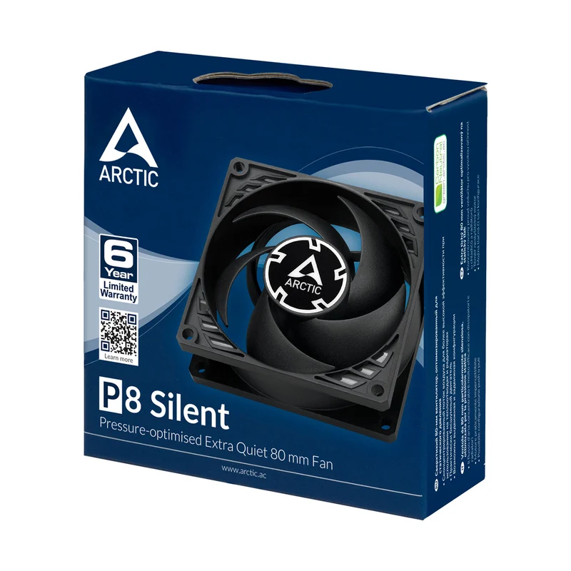 Arctic P8 Silent 80mm Low Noise Single Fan (Black) (ACFAN00152A)