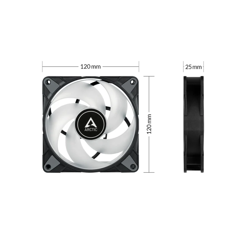 Arctic P12 PWM PST RGB 0dB 120mm PWM 3-Pack Fan without Controller (Black) (ACFAN00230A)