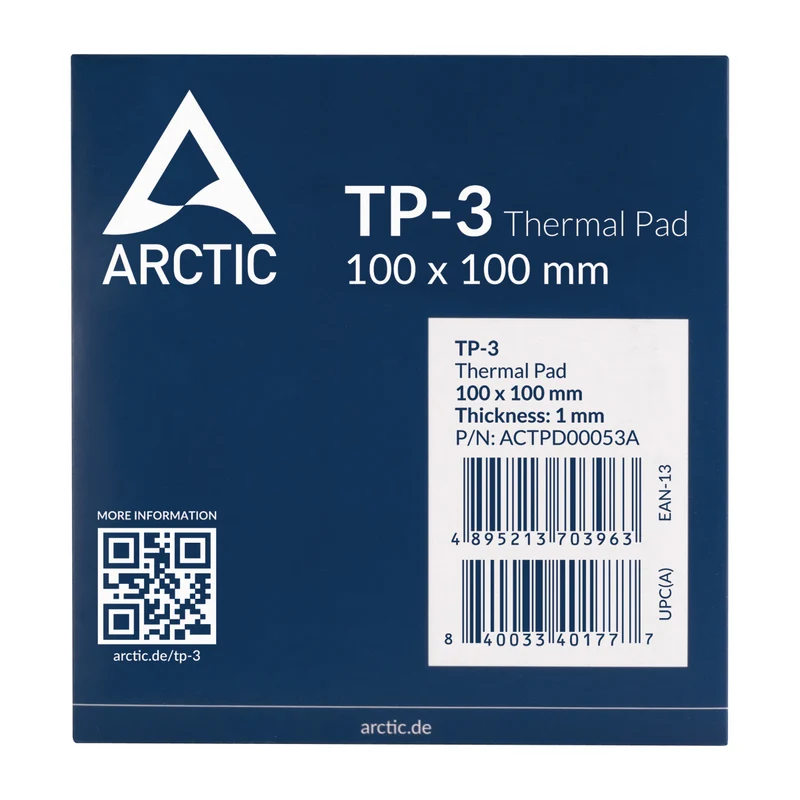 Arctic TP-3 1mm Thick 100x100mm 1 pc. Premium Performance Thermal Pad (ACTPD00053A)