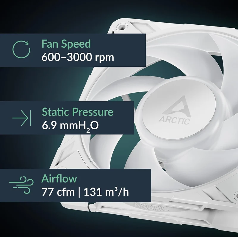 Arctic P12 Pro A-RGB 120mm A-RGB PWM Single Fan with Cable Splitter (White) (ACFAN00311A)