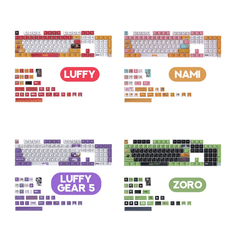 Fantech x One Piece ACK03 134 Keys Cherry Profile Keycaps (Luffy, Zoro, Luffy Gear 5, Nami)