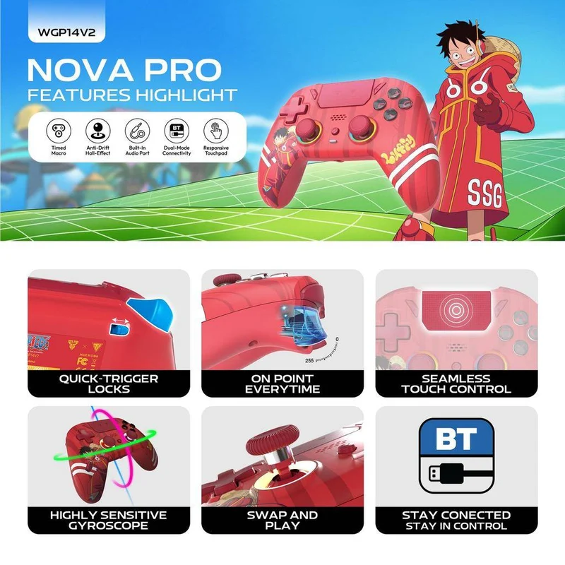 Fantech X One Piece WGP14v2 Nova Pro Wired & Bluetooth Gamepad (Luffy, Zoro, Luffy Gear 5, Nami)