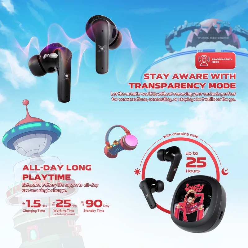 Fantech x One Piece Groove ANC FT20 True Wireless BT 5.3 Earphones (Luffy, Zoro, Luffy Gear 5, Nami)