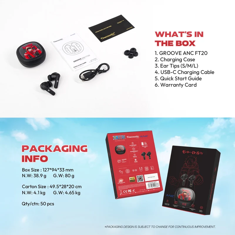 Fantech x One Piece Groove ANC FT20 True Wireless BT 5.3 Earphones (Luffy, Zoro, Luffy Gear 5, Nami)