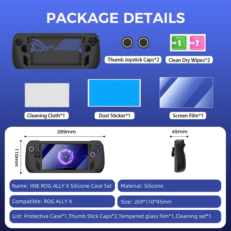 IINE Silicone Case Set for ROG Ally X (Black) (L1043)