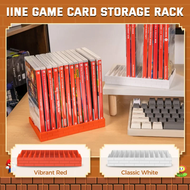 IINE Game Card Storage Rack for Nintendo Switch (Red, White)