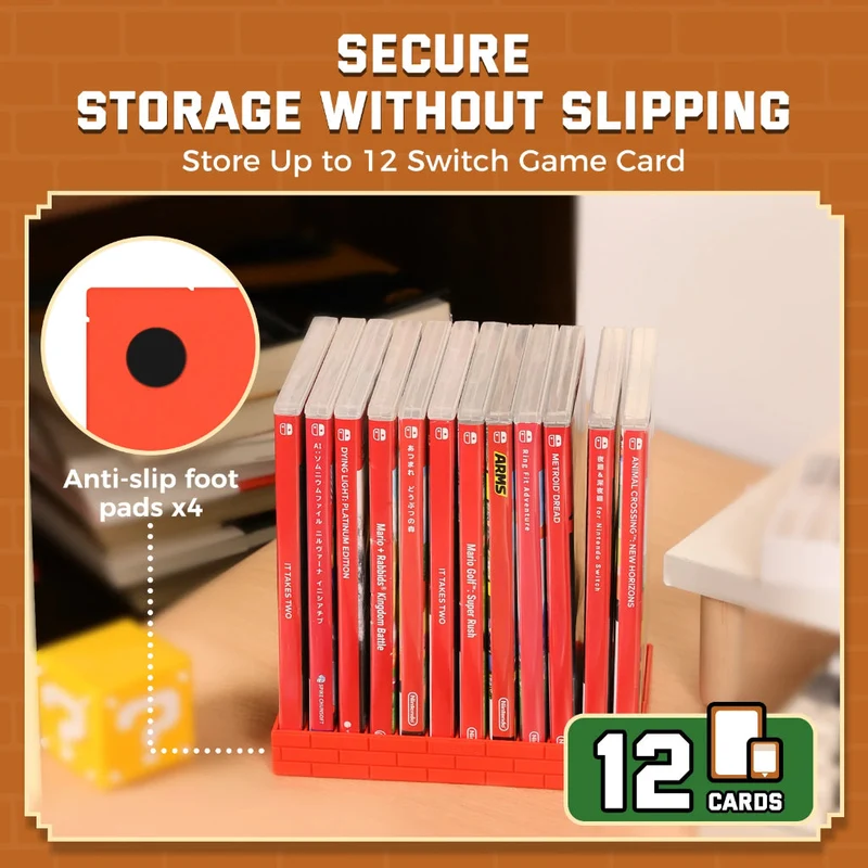 IINE Game Card Storage Rack for Nintendo Switch (Red, White)