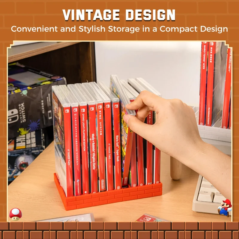 IINE Game Card Storage Rack for Nintendo Switch (Red, White)