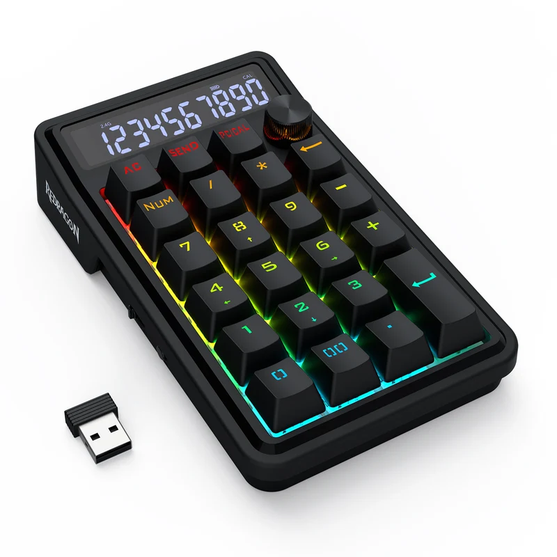 Redragon Cove Wireless K733 RGB Hot-Swappable Gasket Mounted Digital Mechanical Numpad (RPC Linear Switch)
