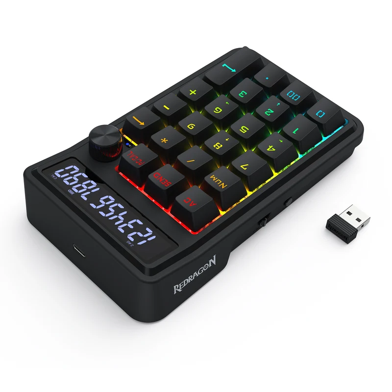 Redragon Cove Wireless K733 RGB Hot-Swappable Gasket Mounted Digital Mechanical Numpad (RPC Linear Switch)