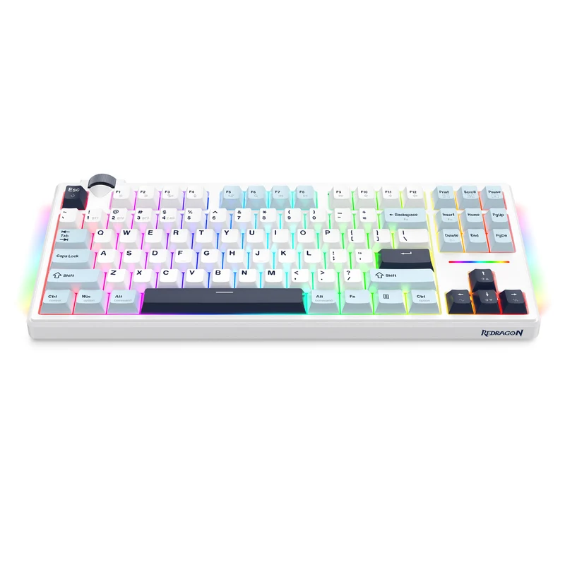 Redragon Cyclone Pro K716 RGB Hot-Swappable Gasket Mounted TKL Horizontal Knob Mechanical Keyboard (RPC Linear Switch) (White/Light Blue/Dark Blue)
