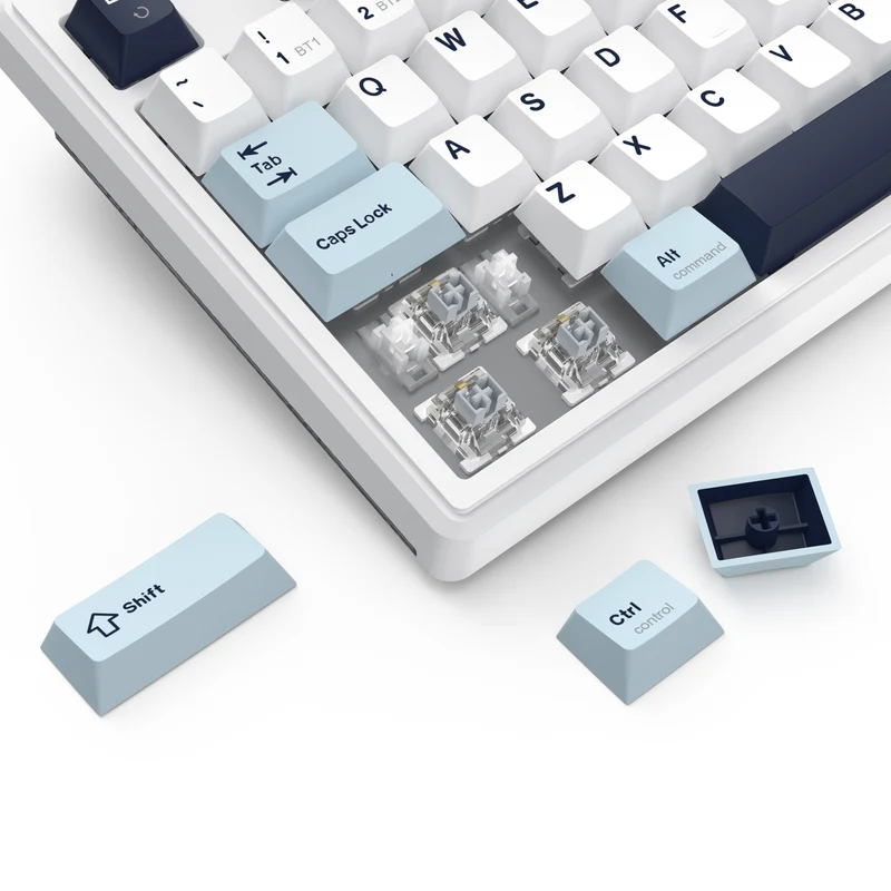 Redragon Cyclone Pro K716 RGB Hot-Swappable Gasket Mounted TKL Horizontal Knob Mechanical Keyboard (RPC Linear Switch) (White/Light Blue/Dark Blue)