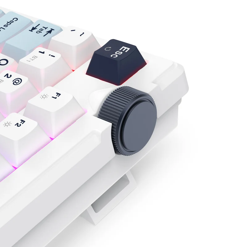 Redragon Cyclone Pro K716 RGB Hot-Swappable Gasket Mounted TKL Horizontal Knob Mechanical Keyboard (RPC Linear Switch) (White/Light Blue/Dark Blue)