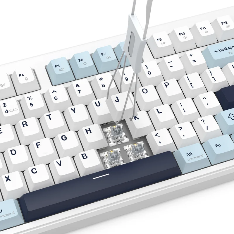 Redragon Cyclone Pro K716 RGB Hot-Swappable Gasket Mounted TKL Horizontal Knob Mechanical Keyboard (RPC Linear Switch) (White/Light Blue/Dark Blue)