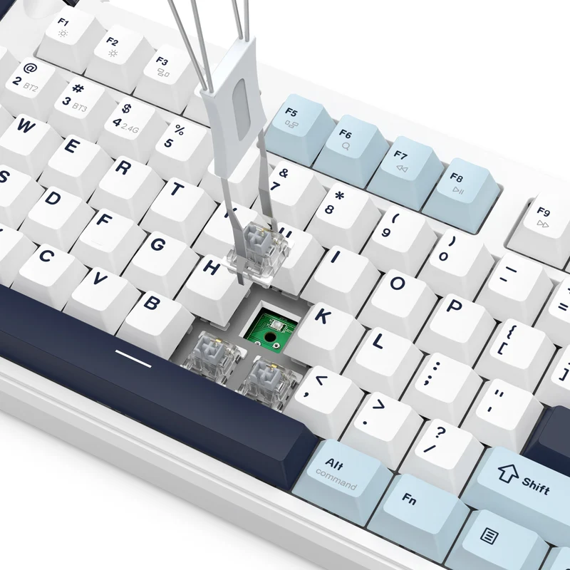 Redragon Cyclone Pro K716 RGB Hot-Swappable Gasket Mounted TKL Horizontal Knob Mechanical Keyboard (RPC Linear Switch) (White/Light Blue/Dark Blue)