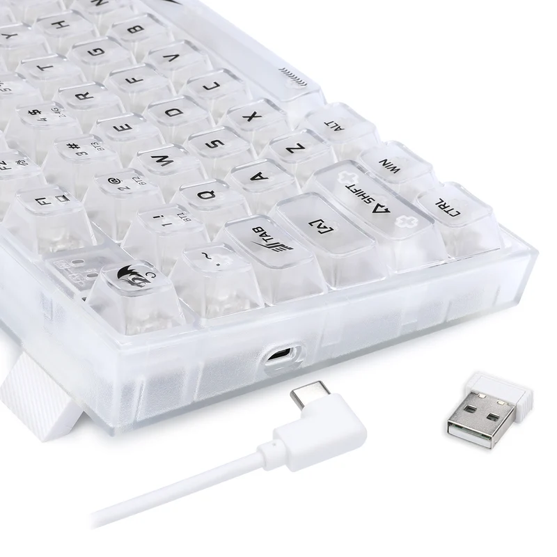Redragon Irelia Pro K658 RGB Tri-Mode 94-Key Hot-Swappable Wireless Mechanical Keyboard (Transparent White)