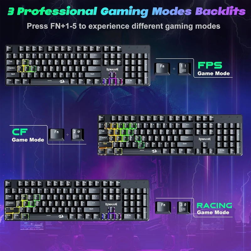 Redragon Sindri K671 RGB Hot-Swappable Full Sized Wired Mechanical Gaming Keyboard (Dust-Proof Red Switch) (Black)