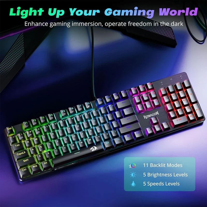 Redragon Sindri K671 RGB Hot-Swappable Full Sized Wired Mechanical Gaming Keyboard (Dust-Proof Red Switch) (Black)