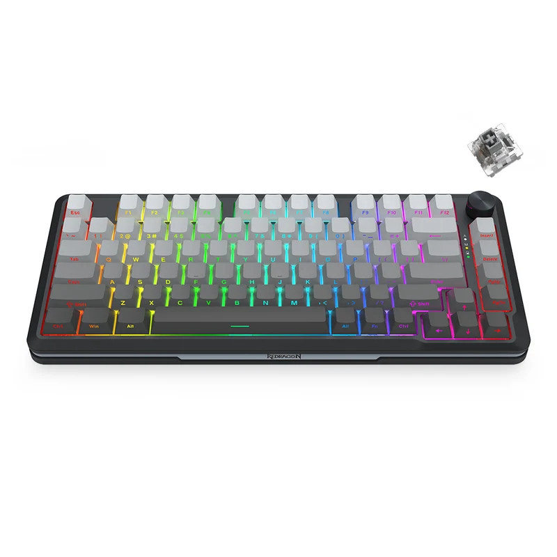 Redragon Cyrus Pro K681SP RGB Wireless 75% Hot-Swappable Gasket Mechanical Keyboard with Knob (RPC Linear Switch) (Gradient Grey)
