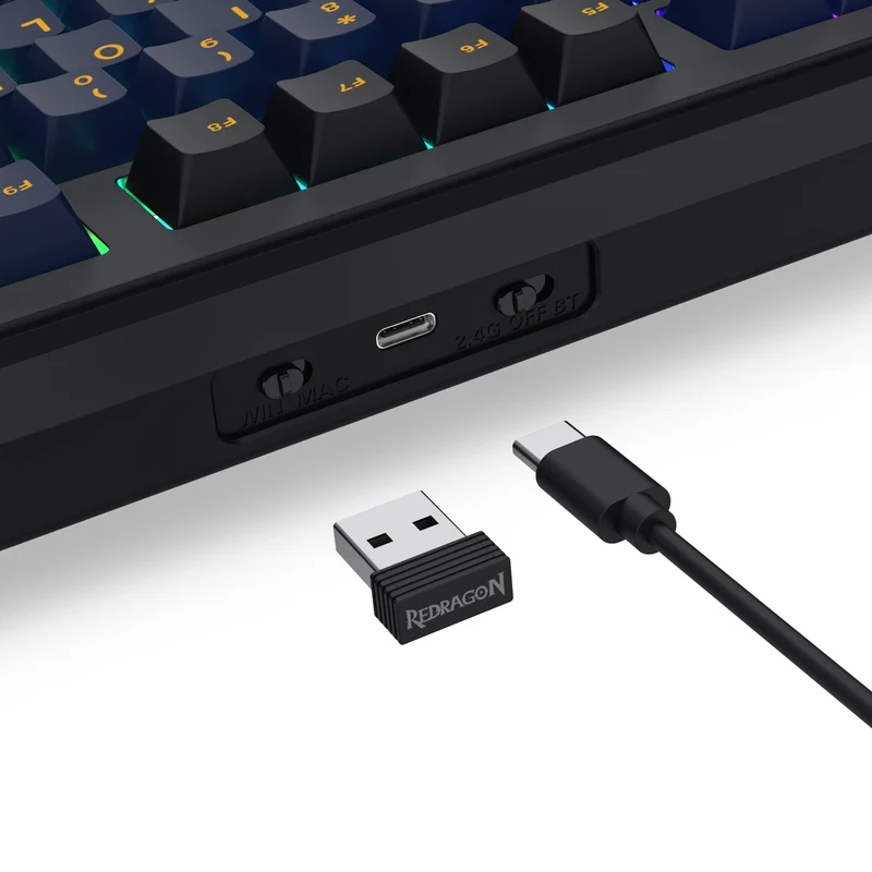 Redragon Cyclone Pro K716 RGB Hot-Swappable Gasket Mounted TKL Horizontal Knob Mechanical Keyboard (RPC Linear Switch) (Black/Dark Blue/Yellow)