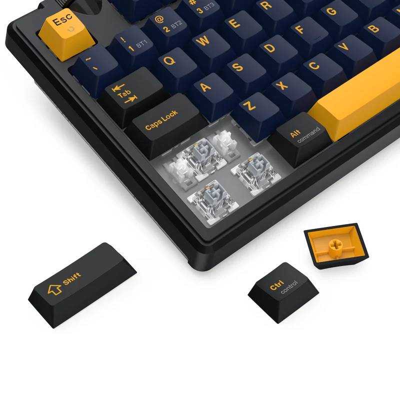 Redragon Cyclone Pro K716 RGB Hot-Swappable Gasket Mounted TKL Horizontal Knob Mechanical Keyboard (RPC Linear Switch) (Black/Dark Blue/Yellow)