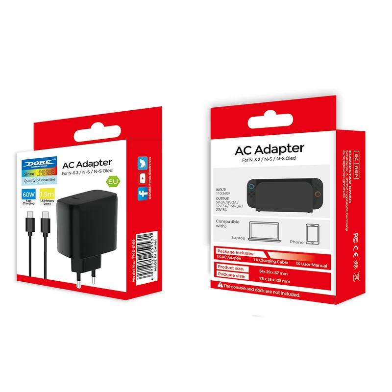 Dobe AC Adapter for Nintendo Switch 2 / Nintendo Switch / Nintendo Switch OLED TNS-5169