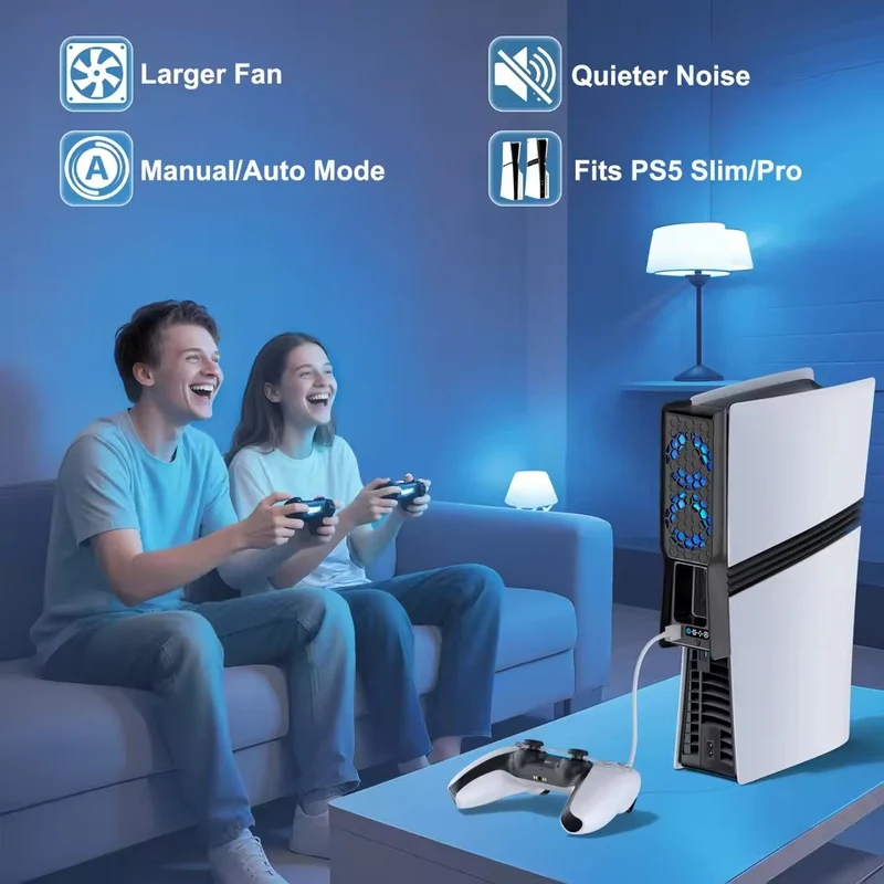 PS5 Auto Mode Cooling Fan with 3 Speed Levels for PS5 Slim / PS5 Pro (Black/White) (VG-P5389)