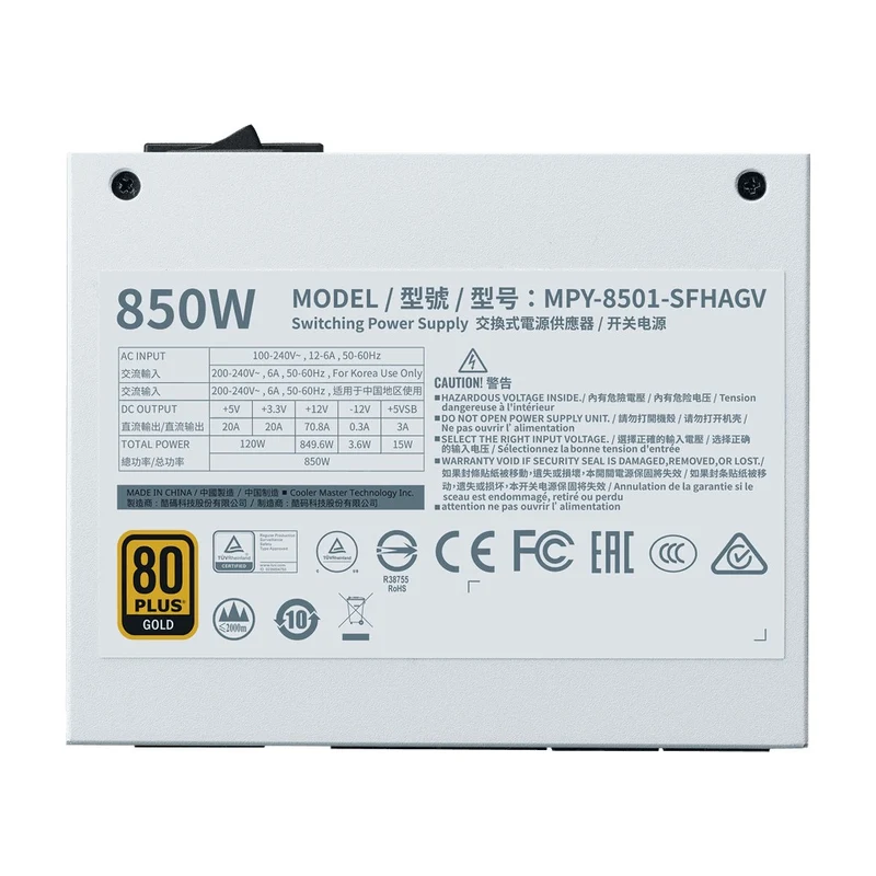 Cooler Master V850 SFX Gold Full-Modular 80+ Gold Certified SFX Power Supply (White)