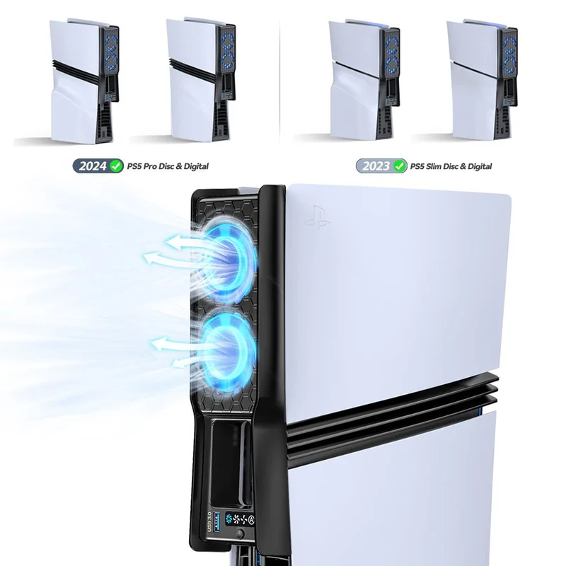 PS5 Auto Mode Cooling Fan with 3 Speed Levels for PS5 Slim / PS5 Pro (Black) (VG-P5389B)