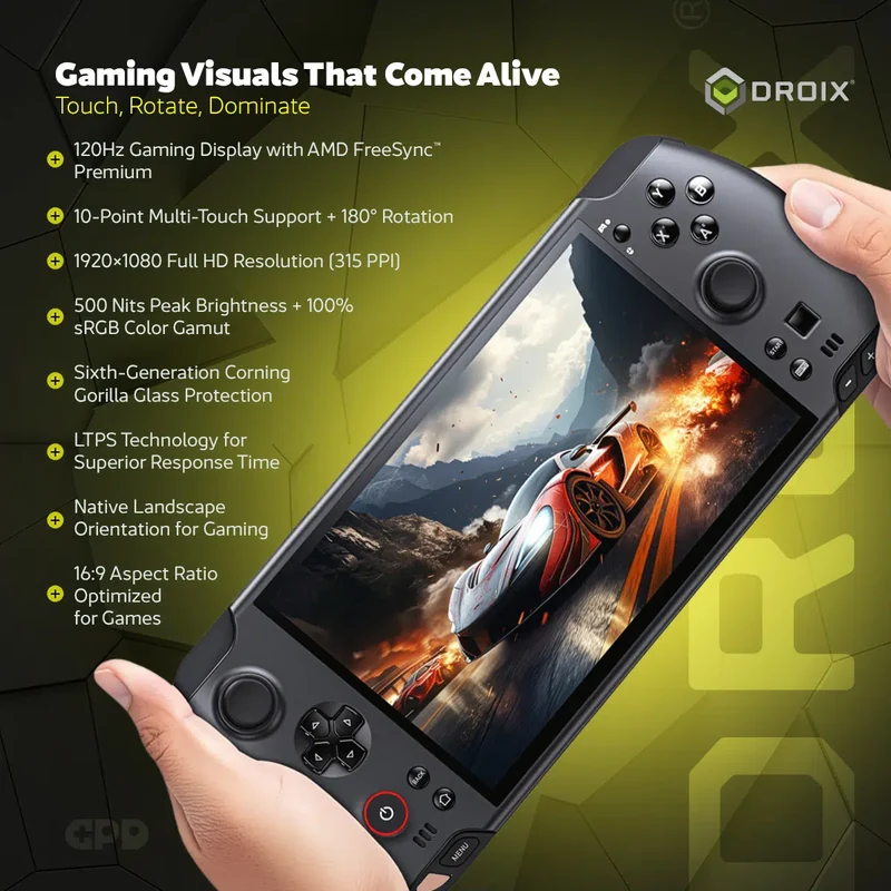 GPD Win 5 AMD Ryzen AI Max+ 395 7" (1920x1080) 120Hz Gaming Display 32GB RAM LPDDR5X-8000MT/S + 2TB SSD AMD Radeon 8060S (RDNA3.5) Windows 11 Handheld Gaming Console (Black) + GPD Win 5 Protection Case