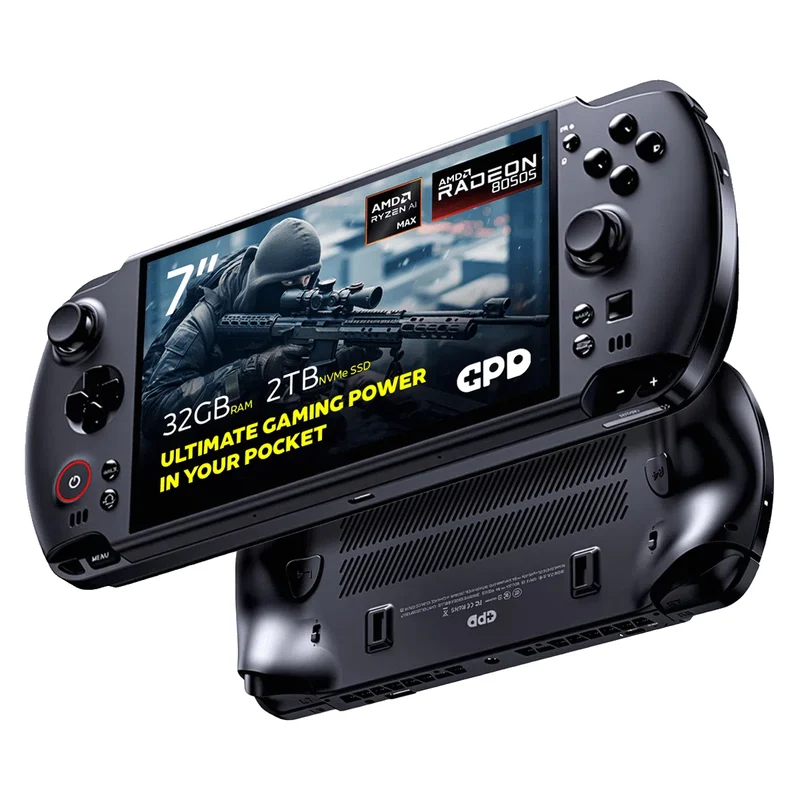 GPD Win 5 AMD Ryzen AI Max+ 395 7" (1920x1080) 120Hz Gaming Display 32GB RAM LPDDR5X-8000MT/S + 2TB SSD AMD Radeon 8060S (RDNA3.5) Windows 11 Handheld Gaming Console (Black) + GPD Win 5 Protection Case