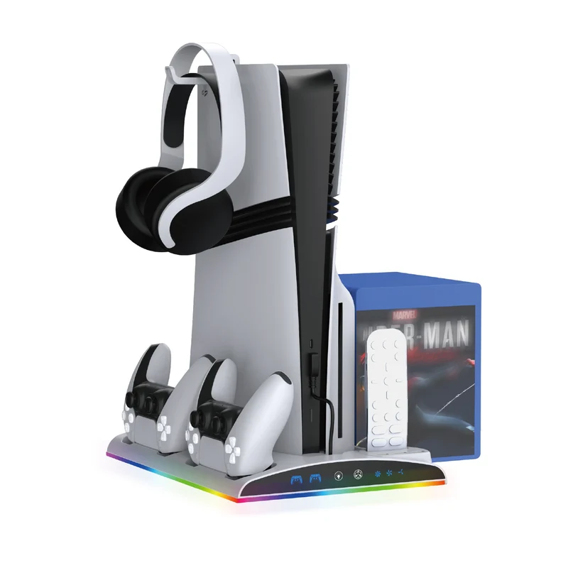 Dobe Multifunctional Cooling & Charging Stand For PS5 / PS5 Slim / PS5 Pro (White) TP5-3570D
