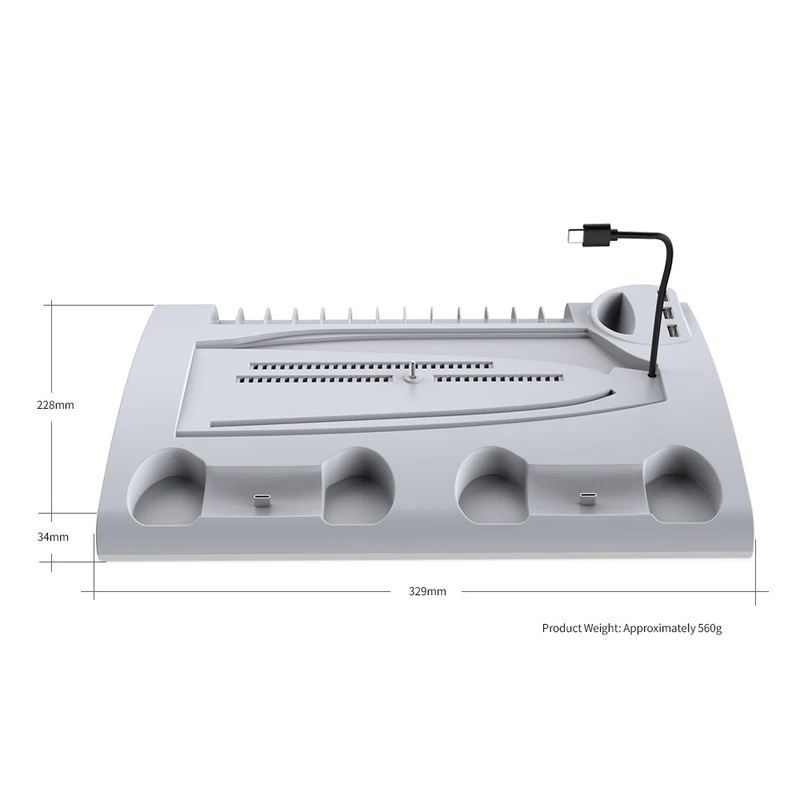 Dobe Multifunctional Cooling & Charging Stand For PS5 / PS5 Slim / PS5 Pro (White) TP5-3570D