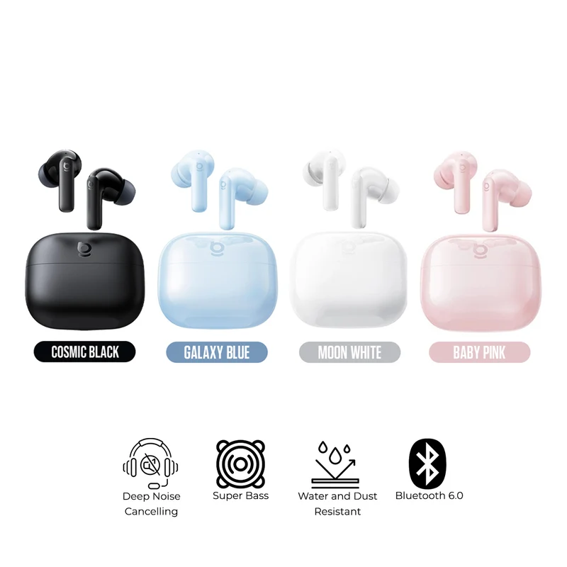 Baseus Bass BP1 NC Noise-Cancelling Earbuds (Cosmic Black, Moon White, Galaxy Blue, Baby Pink) (A0010704, A0010705, A0010706, A0010707)