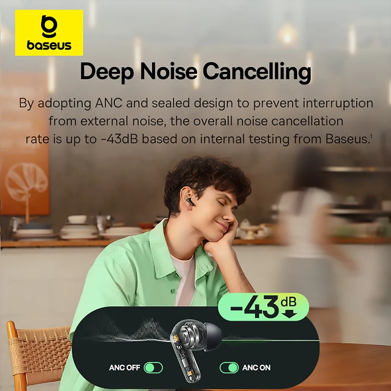 Baseus Bass BP1 NC Noise-Cancelling Earbuds (Cosmic Black, Moon White, Galaxy Blue, Baby Pink) (A0010704, A0010705, A0010706, A0010707)