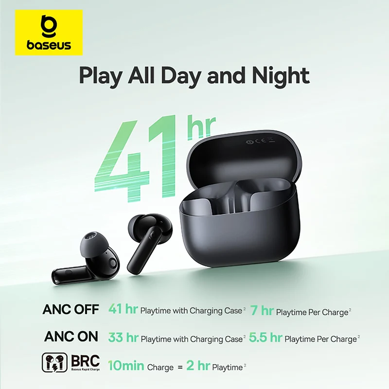 Baseus Bass BP1 NC Noise-Cancelling Earbuds (Cosmic Black, Moon White, Galaxy Blue, Baby Pink) (A0010704, A0010705, A0010706, A0010707)