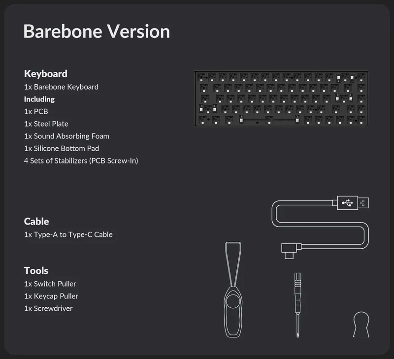Keychron K6 Pro QMK/Via Wireless Custom Mechanical Barebone Hot-Swappable RGB Backlight Aluminum Keyboard (K6P-Z2)