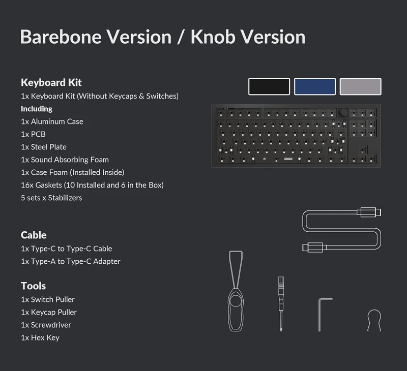 Keychron Q3 QMK Custom Mechanical Barebone Knob Wired Keyboard (Silver Grey) (Q3B2)